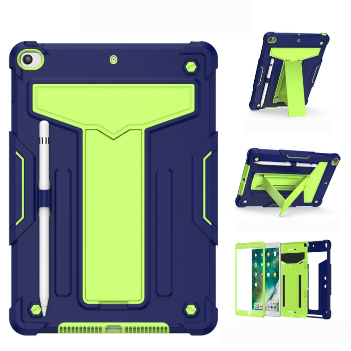 Soporte en forma de T Color de contraste PC a prueba de golpes + Funda protectora plana de silicona