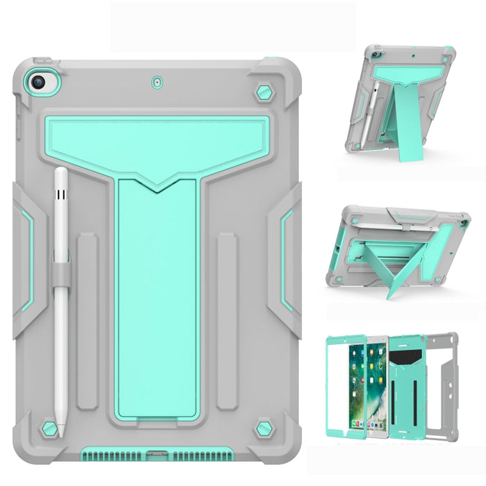 Soporte en forma de T Color de contraste PC a prueba de golpes + Funda protectora plana de silicona
