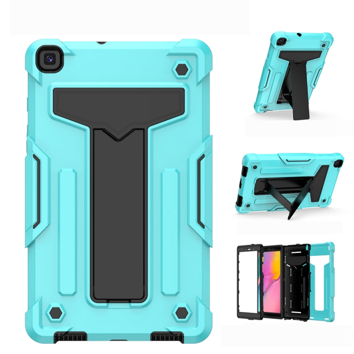 Soporte en forma de T Color de contraste PC a prueba de golpes + Funda protectora plana de silicona