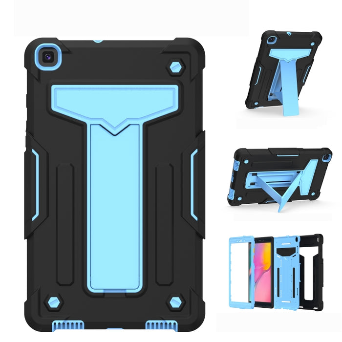 Soporte en forma de T Color de contraste PC a prueba de golpes + Funda protectora plana de silicona