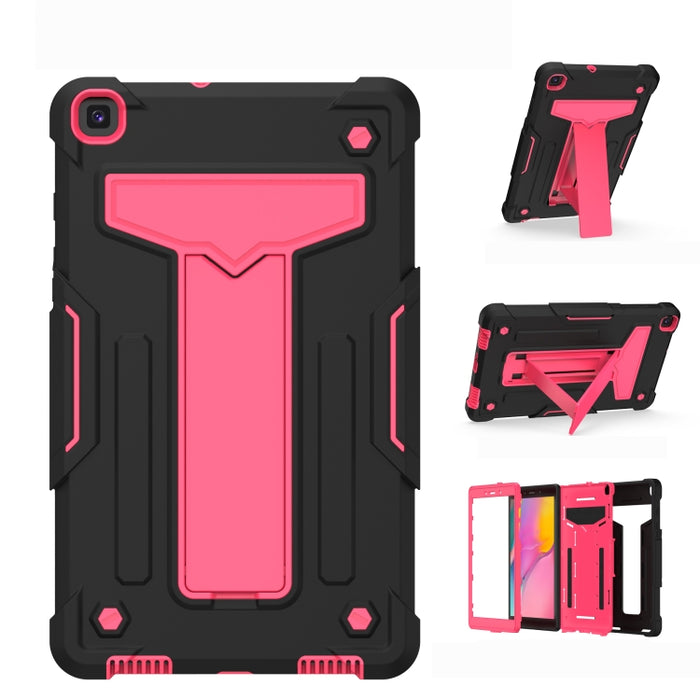 Soporte en forma de T Color de contraste PC a prueba de golpes + Funda protectora plana de silicona
