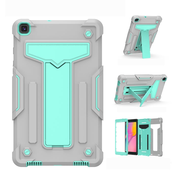 Soporte en forma de T Color de contraste PC a prueba de golpes + Funda protectora plana de silicona