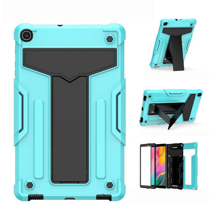 Soporte en forma de T Color de contraste PC a prueba de golpes + Funda protectora plana de silicona
