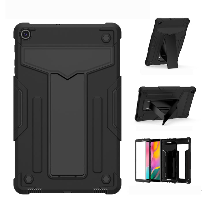 Soporte en forma de T Color de contraste PC a prueba de golpes + Funda protectora plana de silicona