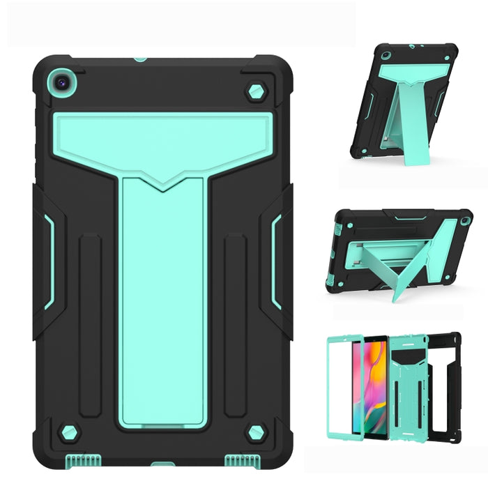 Soporte en forma de T Color de contraste PC a prueba de golpes + Funda protectora plana de silicona