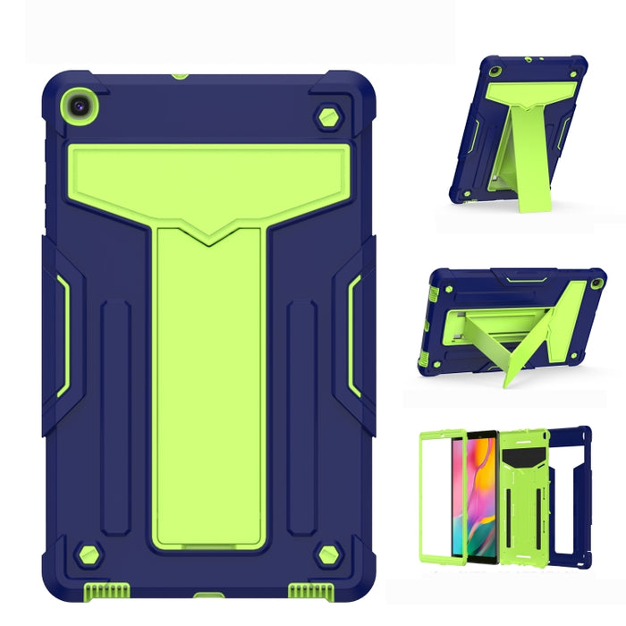 Soporte en forma de T Color de contraste PC a prueba de golpes + Funda protectora plana de silicona