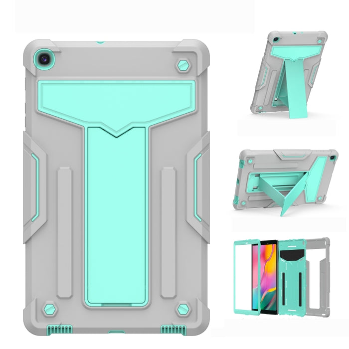 Soporte en forma de T Color de contraste PC a prueba de golpes + Funda protectora plana de silicona