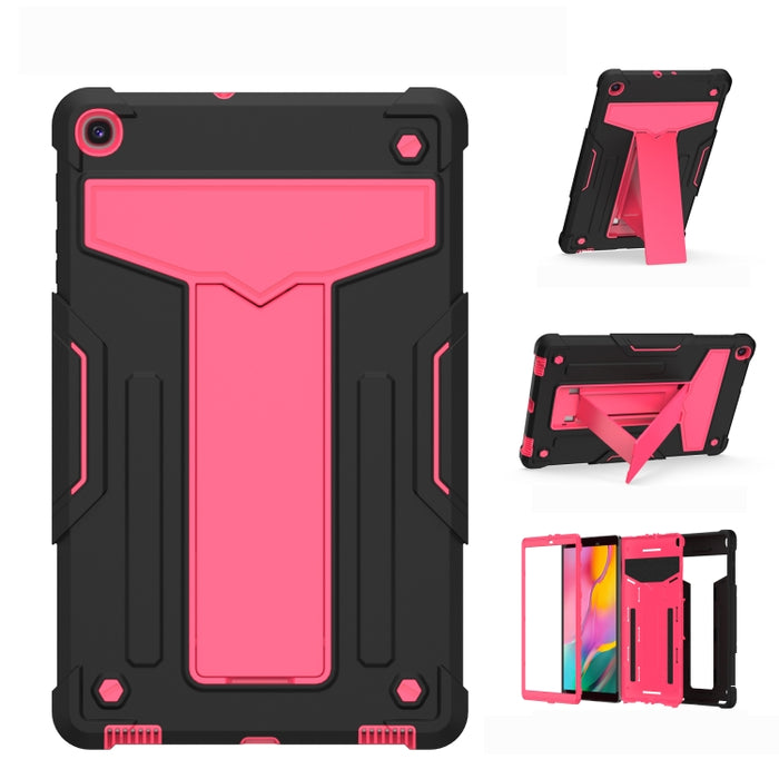 Soporte en forma de T Color de contraste PC a prueba de golpes + Funda protectora plana de silicona
