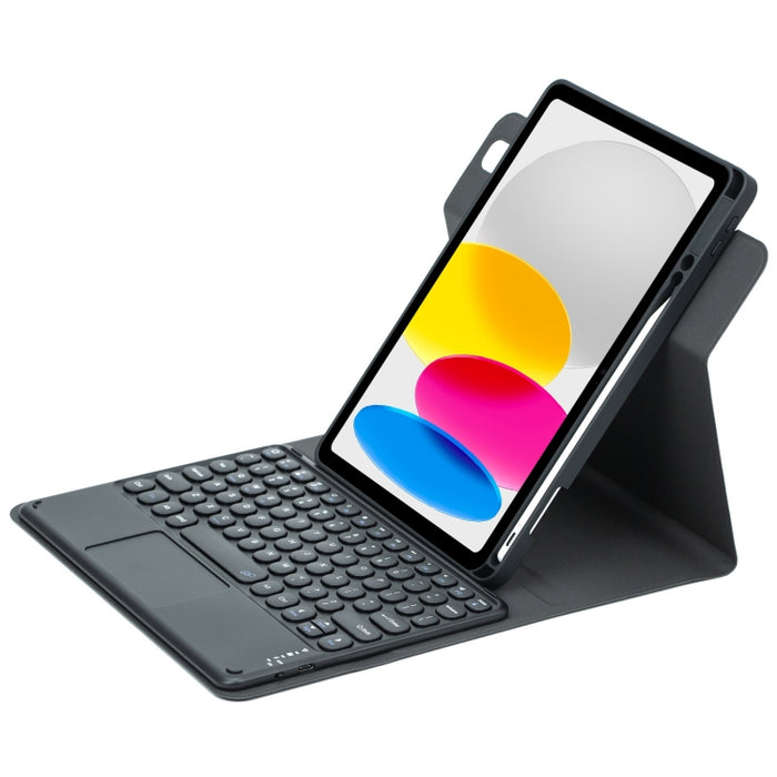 Botón redondo Estuche de cuero con teclado Bluetooth giratorio de 360 grados con panel táctil, For iPad 10th Gen 10.9 2022, For iPad Air 2022 / iPad Pro 11 2021, For iPad 10.2 2021 / Air 2019