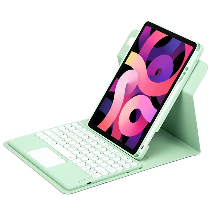 Botón redondo Estuche de cuero con teclado Bluetooth giratorio de 360 grados con panel táctil, For iPad 10th Gen 10.9 2022, For iPad Air 2022 / iPad Pro 11 2021, For iPad 10.2 2021 / Air 2019
