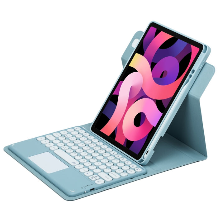 Botón redondo Estuche de cuero con teclado Bluetooth giratorio de 360 grados con panel táctil, For iPad 10th Gen 10.9 2022, For iPad Air 2022 / iPad Pro 11 2021, For iPad 10.2 2021 / Air 2019