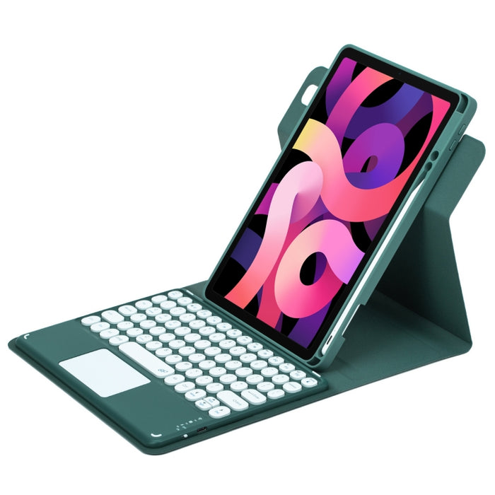 Botón redondo Estuche de cuero con teclado Bluetooth giratorio de 360 grados con panel táctil, For iPad 10th Gen 10.9 2022, For iPad Air 2022 / iPad Pro 11 2021, For iPad 10.2 2021 / Air 2019
