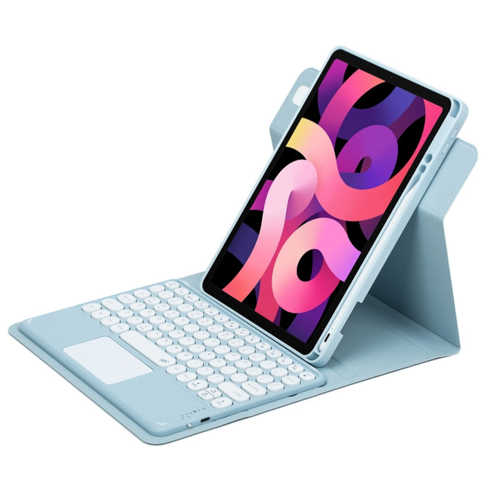 Botón redondo Estuche de cuero con teclado Bluetooth giratorio de 360 grados con panel táctil, For iPad 10th Gen 10.9 2022, For iPad Air 2022 / iPad Pro 11 2021, For iPad 10.2 2021 / Air 2019