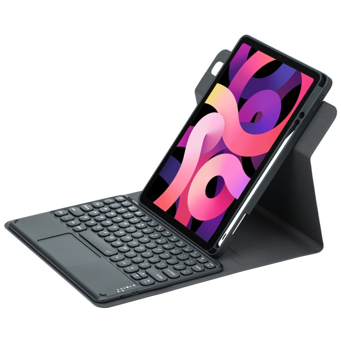 Botón redondo Estuche de cuero con teclado Bluetooth giratorio de 360 grados con panel táctil, For iPad 10th Gen 10.9 2022, For iPad Air 2022 / iPad Pro 11 2021, For iPad 10.2 2021 / Air 2019