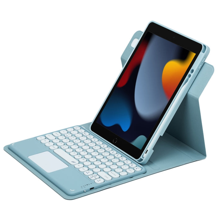 Botón redondo Estuche de cuero con teclado Bluetooth giratorio de 360 grados con panel táctil, For iPad 10th Gen 10.9 2022, For iPad Air 2022 / iPad Pro 11 2021, For iPad 10.2 2021 / Air 2019