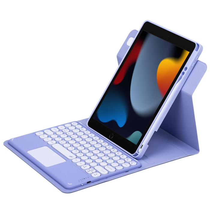 Botón redondo Estuche de cuero con teclado Bluetooth giratorio de 360 grados con panel táctil, For iPad 10th Gen 10.9 2022, For iPad Air 2022 / iPad Pro 11 2021, For iPad 10.2 2021 / Air 2019