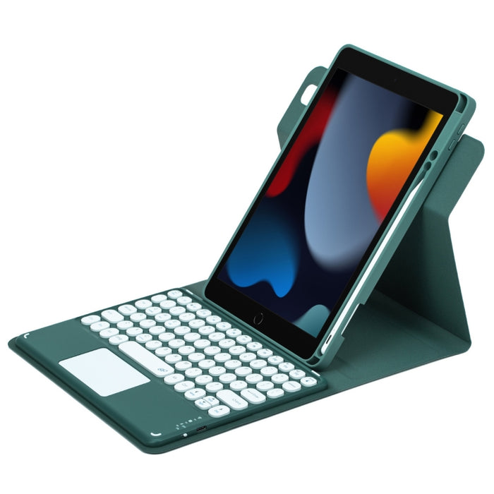 Botón redondo Estuche de cuero con teclado Bluetooth giratorio de 360 grados con panel táctil, For iPad 10th Gen 10.9 2022, For iPad Air 2022 / iPad Pro 11 2021, For iPad 10.2 2021 / Air 2019