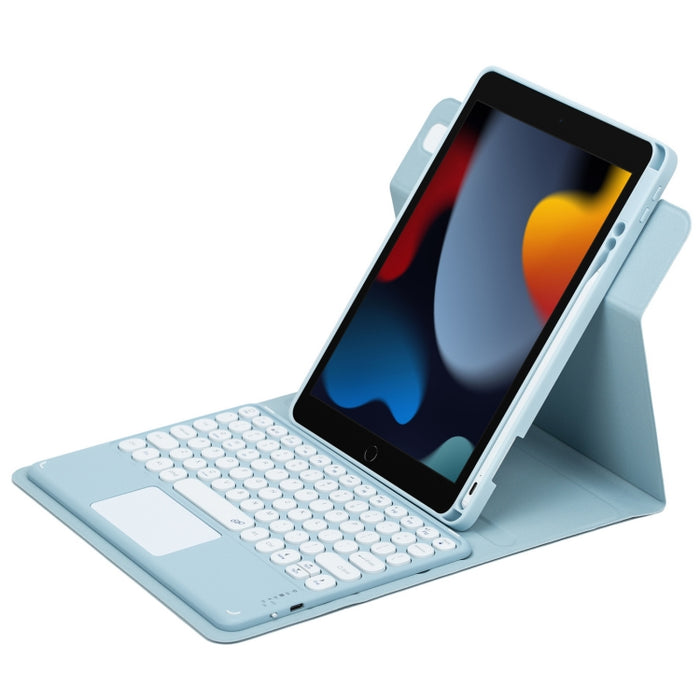 Botón redondo Estuche de cuero con teclado Bluetooth giratorio de 360 grados con panel táctil, For iPad 10th Gen 10.9 2022, For iPad Air 2022 / iPad Pro 11 2021, For iPad 10.2 2021 / Air 2019
