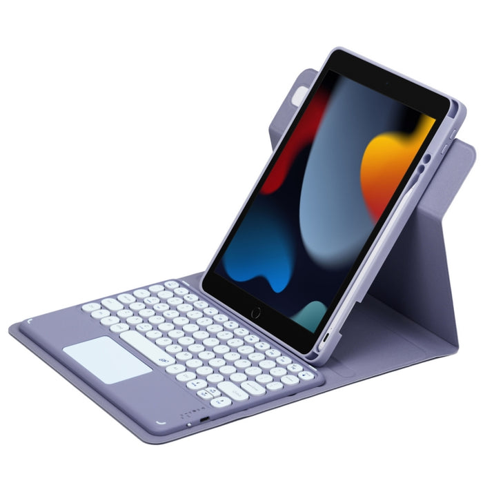 Botón redondo Estuche de cuero con teclado Bluetooth giratorio de 360 grados con panel táctil, For iPad 10th Gen 10.9 2022, For iPad Air 2022 / iPad Pro 11 2021, For iPad 10.2 2021 / Air 2019