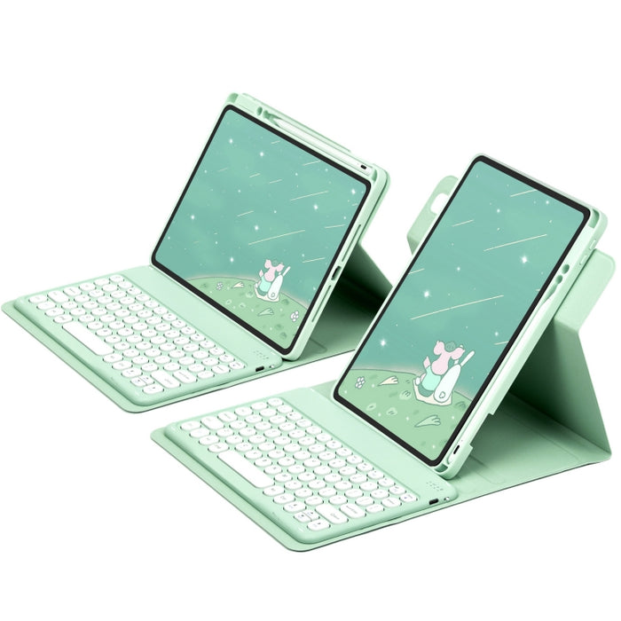 Botón redondo Estuche de cuero con teclado Bluetooth giratorio de 360 grados, For iPad 10th Gen 10.9 2022, For iPad Air 2022 / iPad Pro 11 2021, For iPad 10.2 2021 / Air 2019