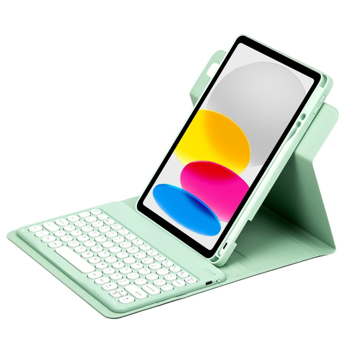 Botón redondo Estuche de cuero con teclado Bluetooth giratorio de 360 grados, For iPad 10th Gen 10.9 2022, For iPad Air 2022 / iPad Pro 11 2021, For iPad 10.2 2021 / Air 2019