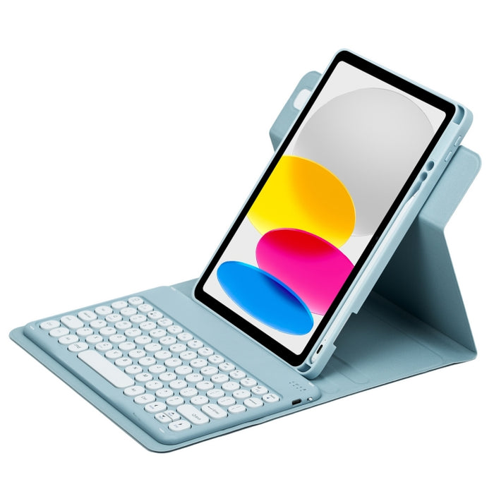 Botón redondo Estuche de cuero con teclado Bluetooth giratorio de 360 grados, For iPad 10th Gen 10.9 2022, For iPad Air 2022 / iPad Pro 11 2021, For iPad 10.2 2021 / Air 2019