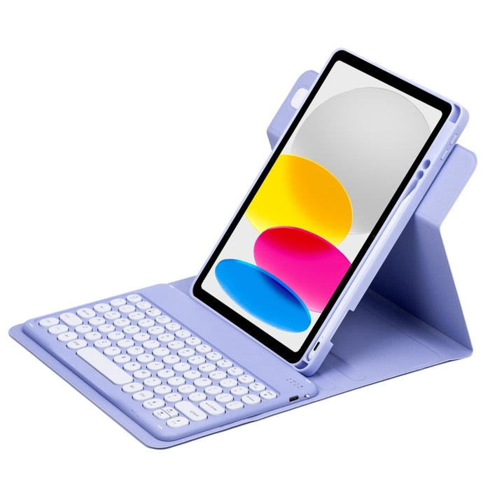 Botón redondo Estuche de cuero con teclado Bluetooth giratorio de 360 grados, For iPad 10th Gen 10.9 2022, For iPad Air 2022 / iPad Pro 11 2021, For iPad 10.2 2021 / Air 2019
