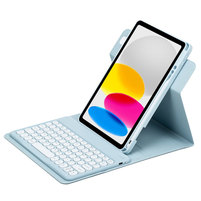 Botón redondo Estuche de cuero con teclado Bluetooth giratorio de 360 grados, For iPad 10th Gen 10.9 2022, For iPad Air 2022 / iPad Pro 11 2021, For iPad 10.2 2021 / Air 2019