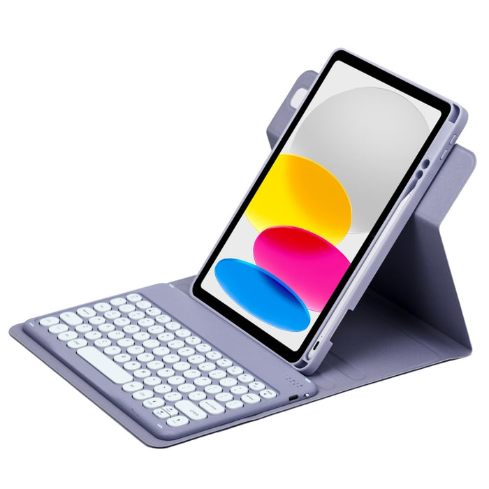 Botón redondo Estuche de cuero con teclado Bluetooth giratorio de 360 grados, For iPad 10th Gen 10.9 2022, For iPad Air 2022 / iPad Pro 11 2021, For iPad 10.2 2021 / Air 2019