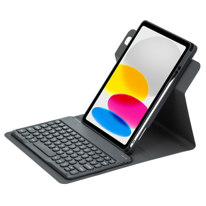Botón redondo Estuche de cuero con teclado Bluetooth giratorio de 360 grados, For iPad 10th Gen 10.9 2022, For iPad Air 2022 / iPad Pro 11 2021, For iPad 10.2 2021 / Air 2019