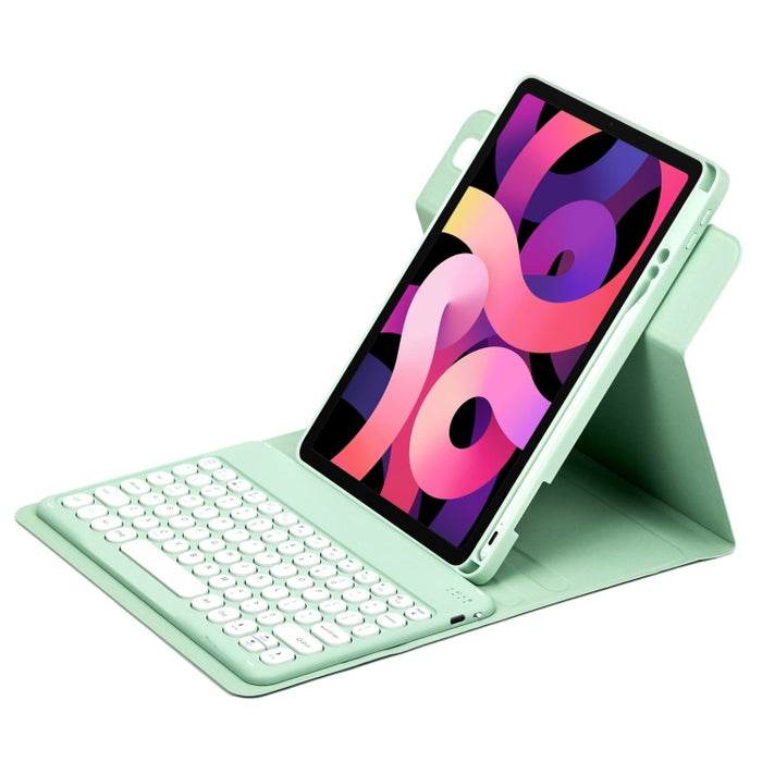 Botón redondo Estuche de cuero con teclado Bluetooth giratorio de 360 grados, For iPad 10th Gen 10.9 2022, For iPad Air 2022 / iPad Pro 11 2021, For iPad 10.2 2021 / Air 2019