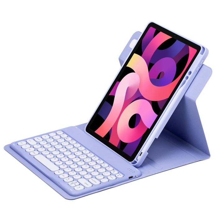Botón redondo Estuche de cuero con teclado Bluetooth giratorio de 360 grados, For iPad 10th Gen 10.9 2022, For iPad Air 2022 / iPad Pro 11 2021, For iPad 10.2 2021 / Air 2019