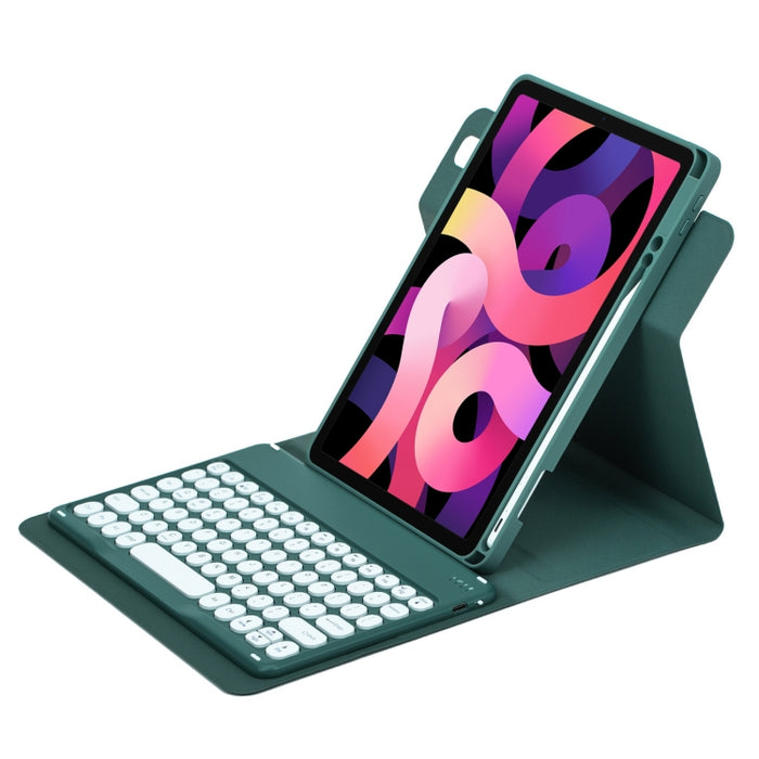Botón redondo Estuche de cuero con teclado Bluetooth giratorio de 360 grados, For iPad 10th Gen 10.9 2022, For iPad Air 2022 / iPad Pro 11 2021, For iPad 10.2 2021 / Air 2019
