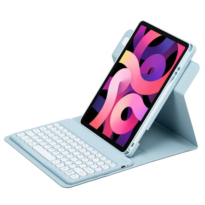 Botón redondo Estuche de cuero con teclado Bluetooth giratorio de 360 grados, For iPad 10th Gen 10.9 2022, For iPad Air 2022 / iPad Pro 11 2021, For iPad 10.2 2021 / Air 2019