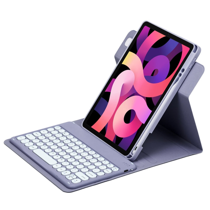 Botón redondo Estuche de cuero con teclado Bluetooth giratorio de 360 grados, For iPad 10th Gen 10.9 2022, For iPad Air 2022 / iPad Pro 11 2021, For iPad 10.2 2021 / Air 2019