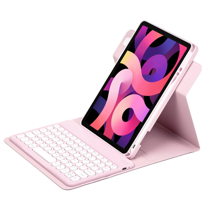 Botón redondo Estuche de cuero con teclado Bluetooth giratorio de 360 grados, For iPad 10th Gen 10.9 2022, For iPad Air 2022 / iPad Pro 11 2021, For iPad 10.2 2021 / Air 2019