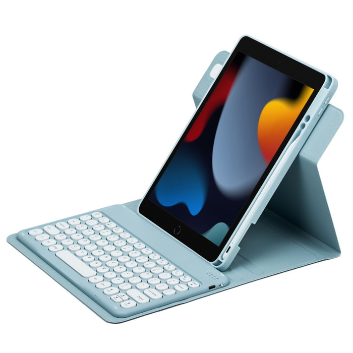 Botón redondo Estuche de cuero con teclado Bluetooth giratorio de 360 grados, For iPad 10th Gen 10.9 2022, For iPad Air 2022 / iPad Pro 11 2021, For iPad 10.2 2021 / Air 2019
