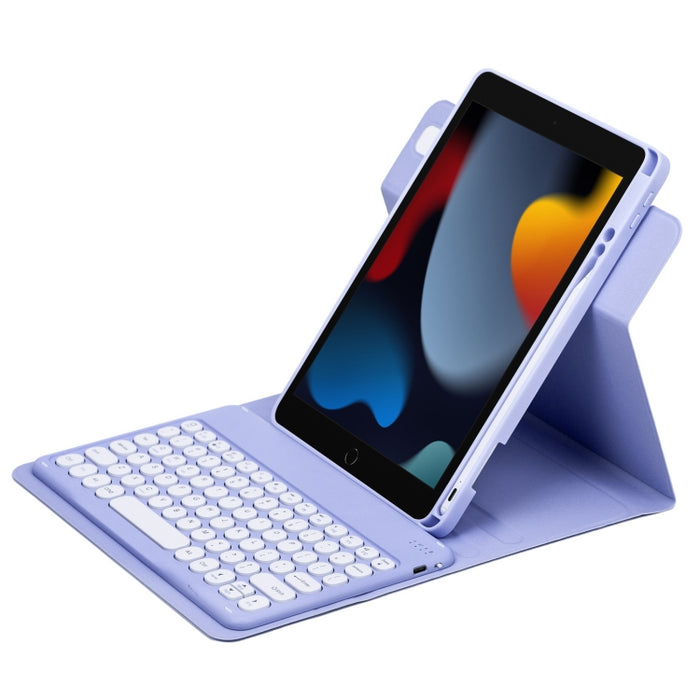 Botón redondo Estuche de cuero con teclado Bluetooth giratorio de 360 grados, For iPad 10th Gen 10.9 2022, For iPad Air 2022 / iPad Pro 11 2021, For iPad 10.2 2021 / Air 2019