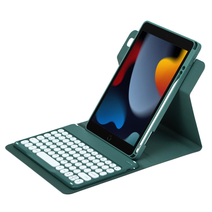 Botón redondo Estuche de cuero con teclado Bluetooth giratorio de 360 grados, For iPad 10th Gen 10.9 2022, For iPad Air 2022 / iPad Pro 11 2021, For iPad 10.2 2021 / Air 2019