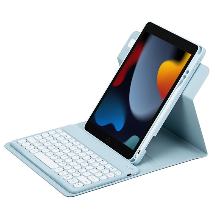 Botón redondo Estuche de cuero con teclado Bluetooth giratorio de 360 grados, For iPad 10th Gen 10.9 2022, For iPad Air 2022 / iPad Pro 11 2021, For iPad 10.2 2021 / Air 2019