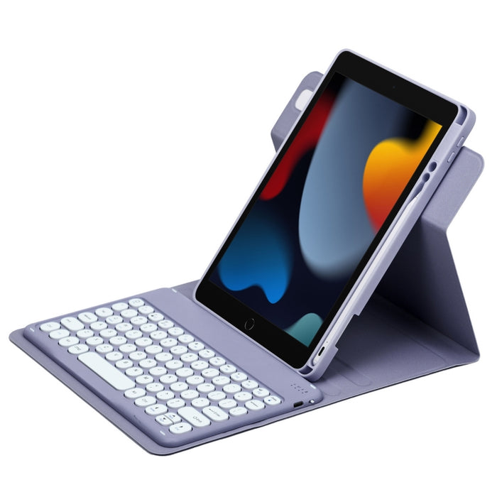 Botón redondo Estuche de cuero con teclado Bluetooth giratorio de 360 grados, For iPad 10th Gen 10.9 2022, For iPad Air 2022 / iPad Pro 11 2021, For iPad 10.2 2021 / Air 2019
