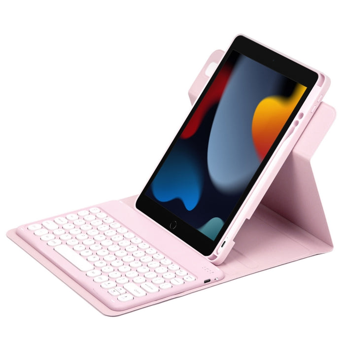 Botón redondo Estuche de cuero con teclado Bluetooth giratorio de 360 grados, For iPad 10th Gen 10.9 2022, For iPad Air 2022 / iPad Pro 11 2021, For iPad 10.2 2021 / Air 2019