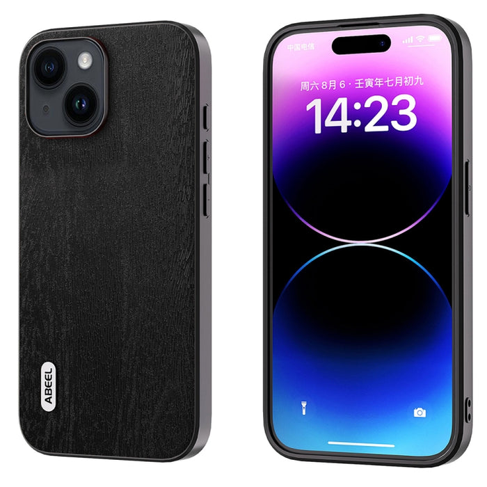 Caja del teléfono de la PU de la textura de madera de ABEEL, For iPhone 15 Plus, For iPhone 15 Pro Max, For iPhone 15, For iPhone 15 Pro