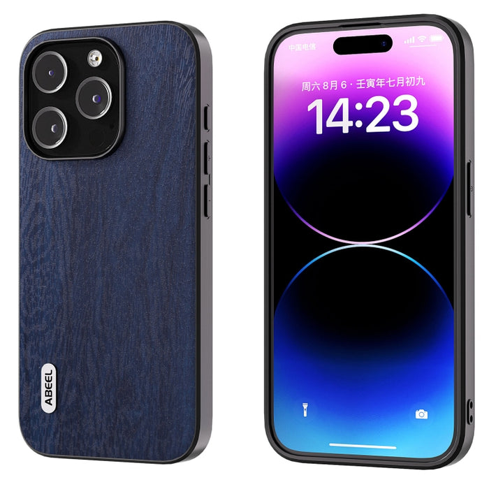 Caja del teléfono de la PU de la textura de madera de ABEEL, For iPhone 15 Plus, For iPhone 15 Pro Max, For iPhone 15, For iPhone 15 Pro