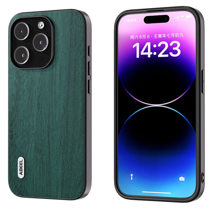 Caja del teléfono de la PU de la textura de madera de ABEEL, For iPhone 15 Plus, For iPhone 15 Pro Max, For iPhone 15, For iPhone 15 Pro
