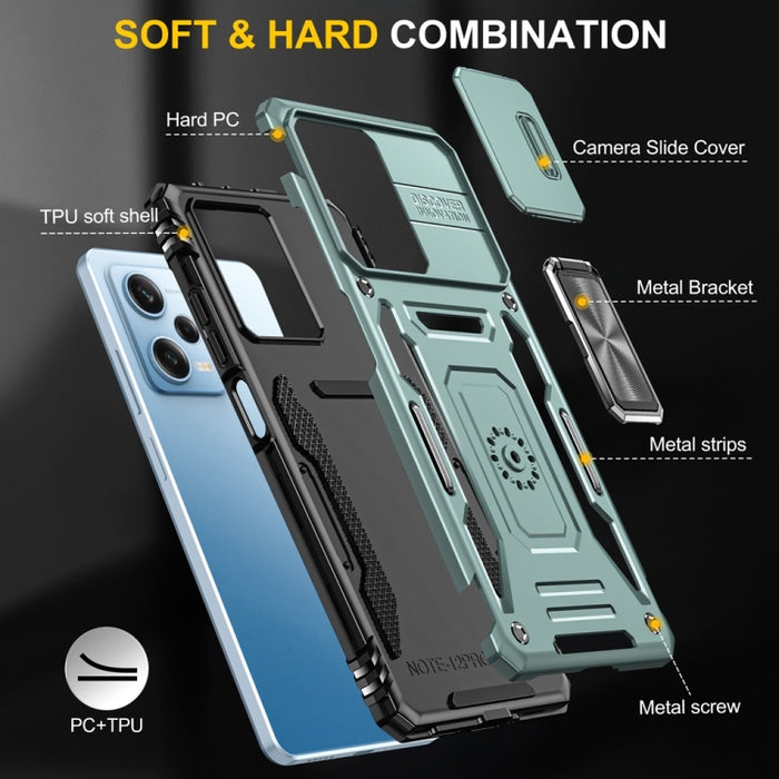 Armor PC + TPU Funda protectora para teléfono con cámara, For Xiaomi Redmi Note 12 Pro 5G Global, For Xiaomi Redmi Note 12 5G Global, For Xiaomi Redmi A1