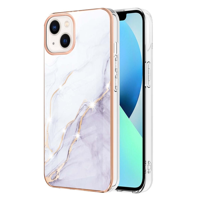 Caja de teléfono a prueba de golpes IMD TPU de doble cara con patrón de mármol galvanizado, For iPhone 16 Pro Max, For iPhone 16 Pro, For iPhone 16 Plus, For iPhone 16, For iPhone 15 Pro Max, For iPhone 15 Pro, For iPhone 15 Plus, For iPhone 15