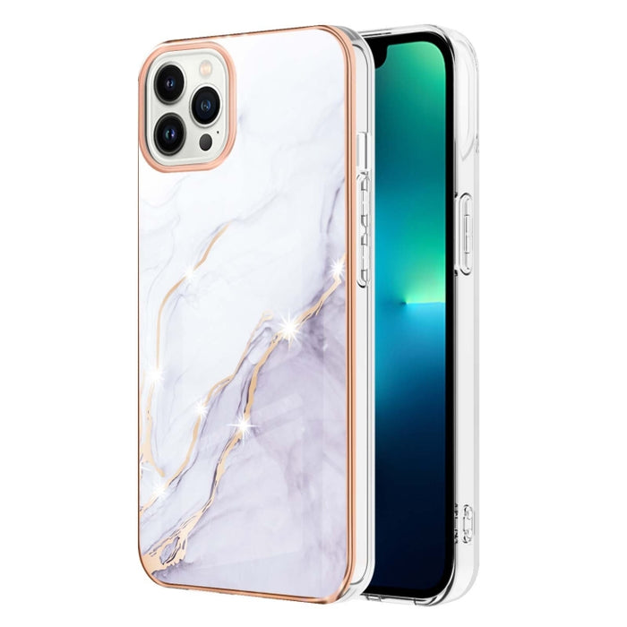 Caja de teléfono a prueba de golpes IMD TPU de doble cara con patrón de mármol galvanizado, For iPhone 16 Pro Max, For iPhone 16 Pro, For iPhone 16 Plus, For iPhone 16, For iPhone 15 Pro Max, For iPhone 15 Pro, For iPhone 15 Plus, For iPhone 15