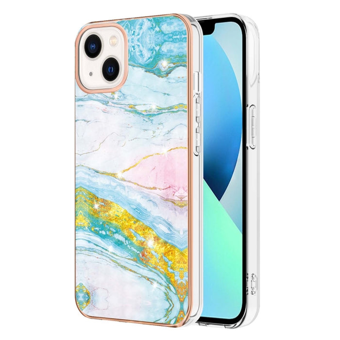 Caja de teléfono a prueba de golpes IMD TPU de doble cara con patrón de mármol galvanizado, For iPhone 16 Pro Max, For iPhone 16 Pro, For iPhone 16 Plus, For iPhone 16, For iPhone 15 Pro Max, For iPhone 15 Pro, For iPhone 15 Plus, For iPhone 15