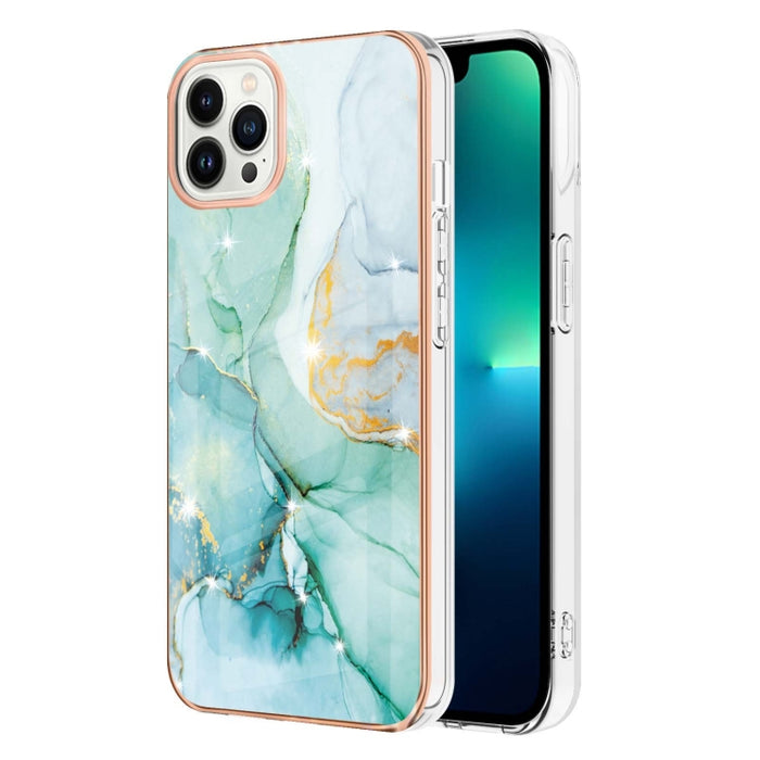 Caja de teléfono a prueba de golpes IMD TPU de doble cara con patrón de mármol galvanizado, For iPhone 16 Pro Max, For iPhone 16 Pro, For iPhone 16 Plus, For iPhone 16, For iPhone 15 Pro Max, For iPhone 15 Pro, For iPhone 15 Plus, For iPhone 15